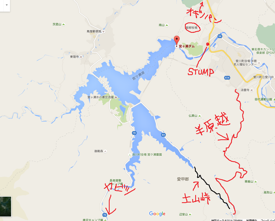 宮ケ瀬湖の地図